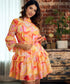 Floral Flared Sleeve Chiffon Printed Dress